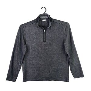 Mens Calvin Klein Gray 1/4 Zip Pullover Shirt Long Sleeve Cotton Polyester L